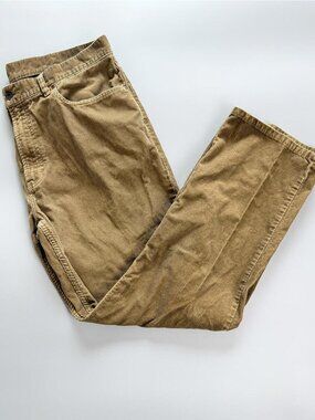 L.L. Bean Corduroy Pants Mens Tan Straight Leg Vintage Trousers 36"‎